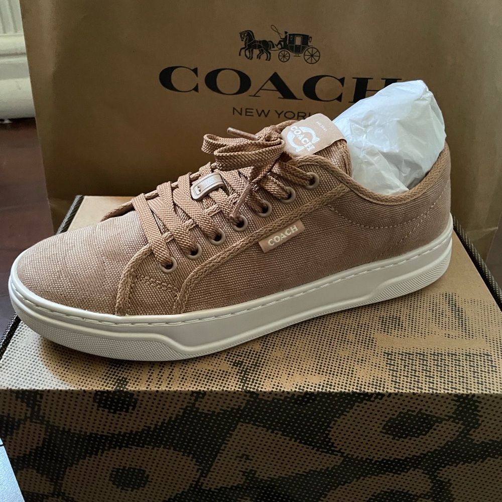 Coach Light Brown Canvas Sneakers
